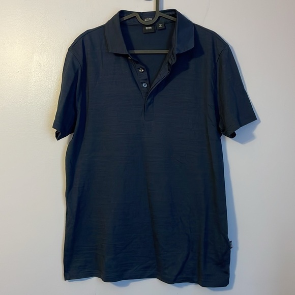 Boss Hugo Boss Regular Fit Mercerised Blue Polo Shirt size M - Picture 1 of 15